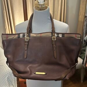 Burberry Dark Brown Leather Tote